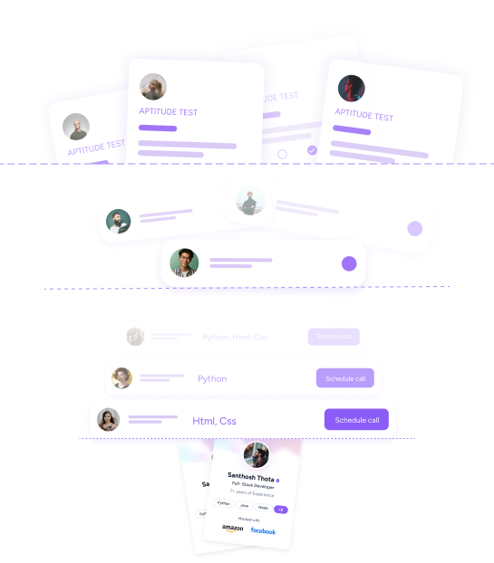 Interface of a web application showing various user profiles